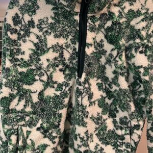 Lands' End Green and Cream Zip-Up fleece